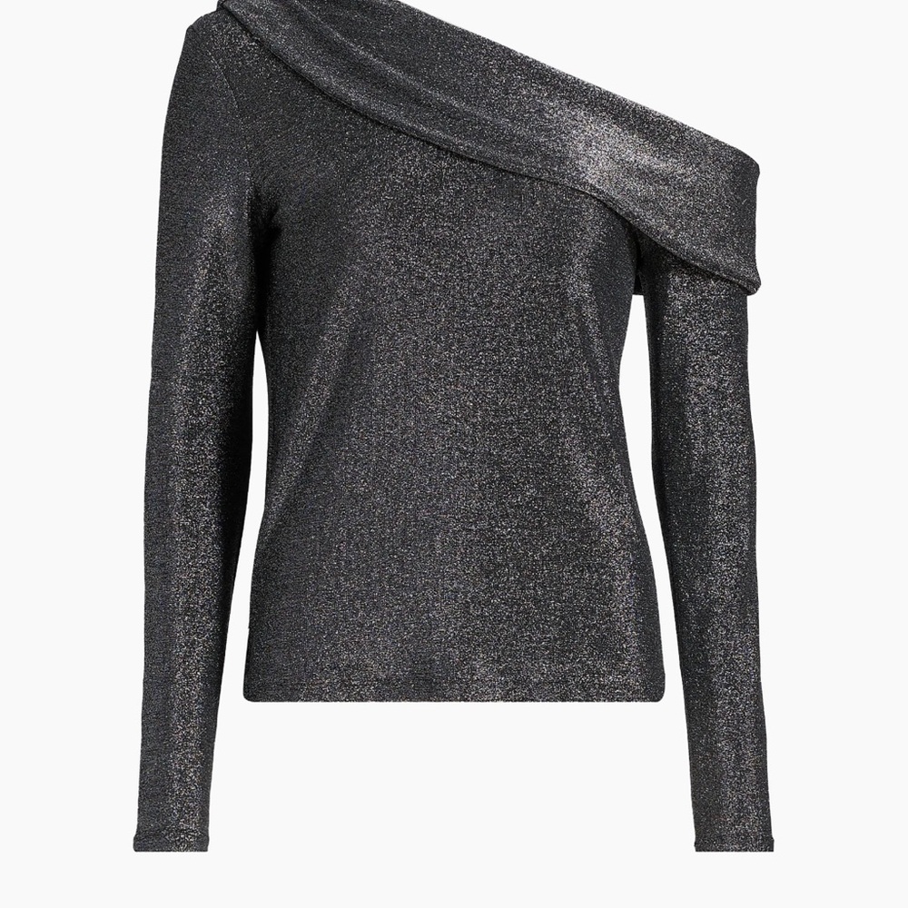 Ramy Brook Metallic One-Shoulder Top - Silver